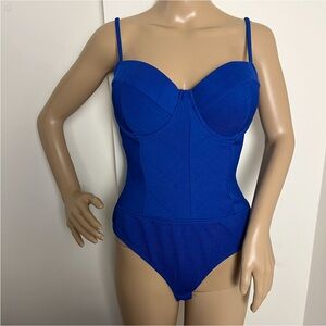 Haute Monde Blue Bodysuit Top